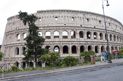 Rome, Italy - May 01, 2018: amphithheater coliseum in rome, Italy. majestic amphithheater building in world. world traveling and europe vacation. amphithheater. huge amphithheater colosseum.