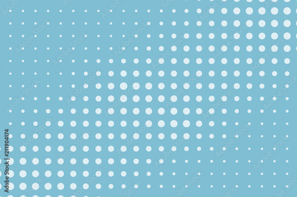 Light Blue halftone background. Digital gradient. Abstract backdrop with circles, point, dots.