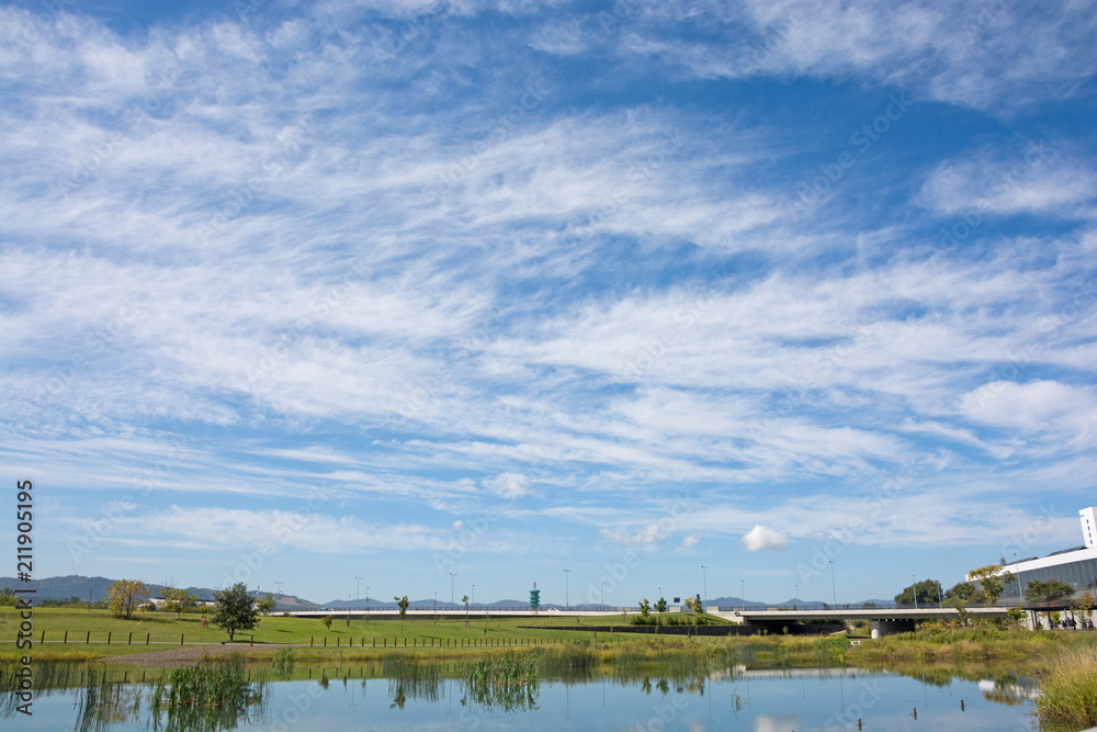 大きな池のある都市公園