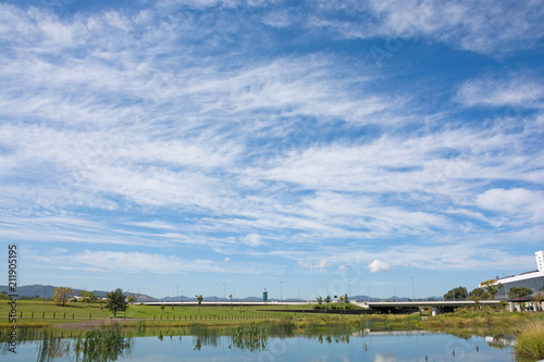 大きな池のある都市公園