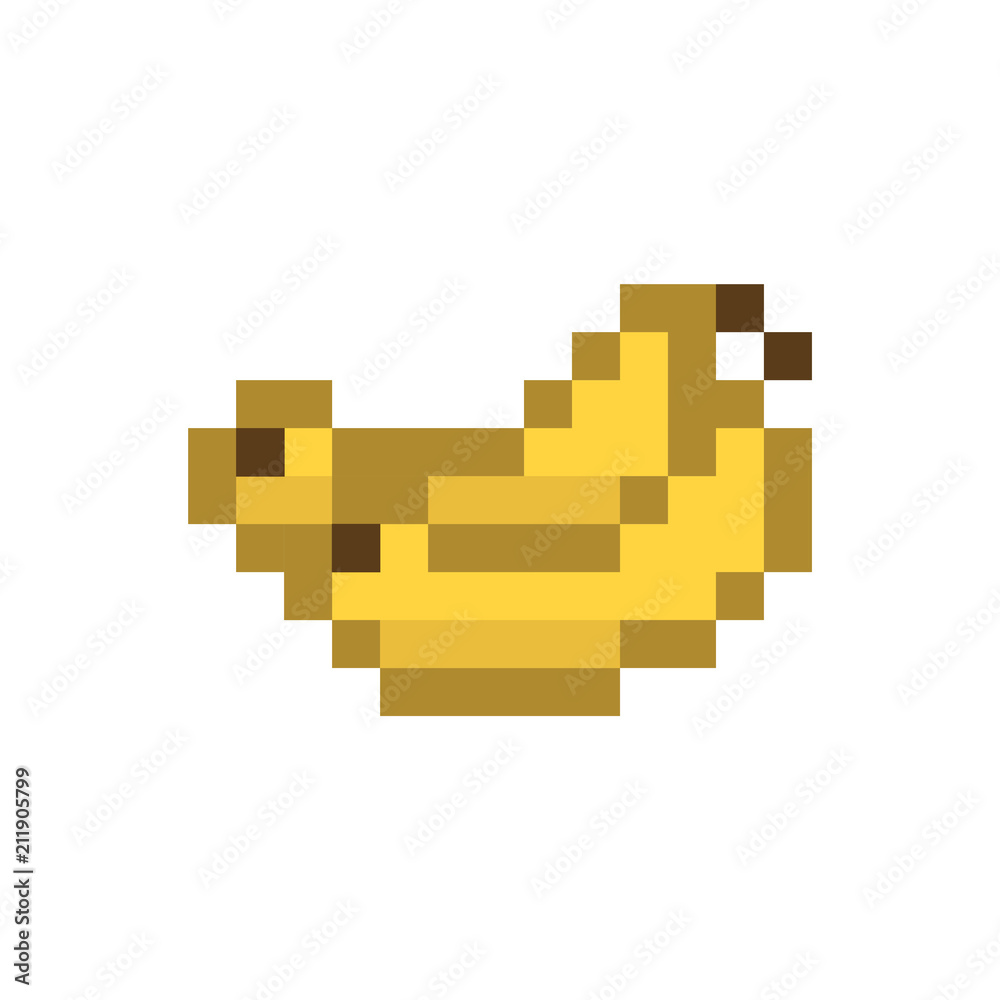 Pair of bananas pixelated fruit graphic