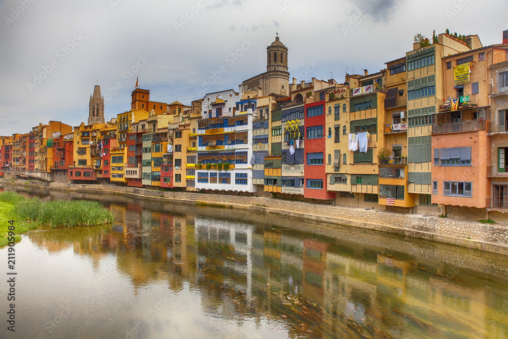 Colorful houses in Girona, Spain