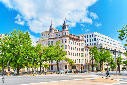 Obraz na plátně Washington, USA, urban cityscape of the city National Council of Negro Women and Indiana Plaza
