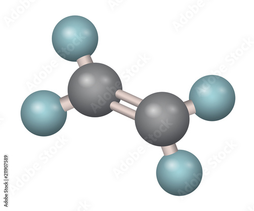 A molecule of ethylene. C2H4 3D formula. Vector illustration. Chemical structure.