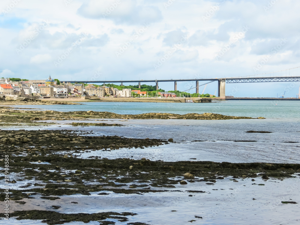 Forth Road Bridge and Firth of Forth. Edinburgh, Scotland, UK