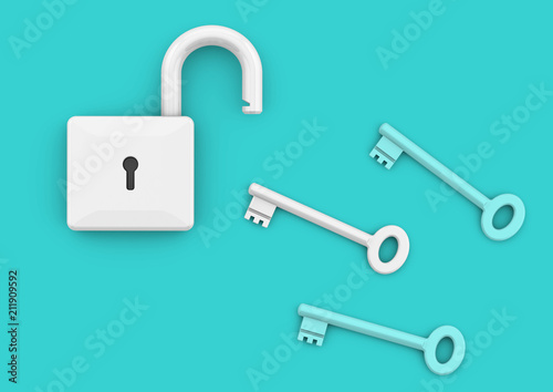 Finding the key to success and unlocking potential minimalist concept