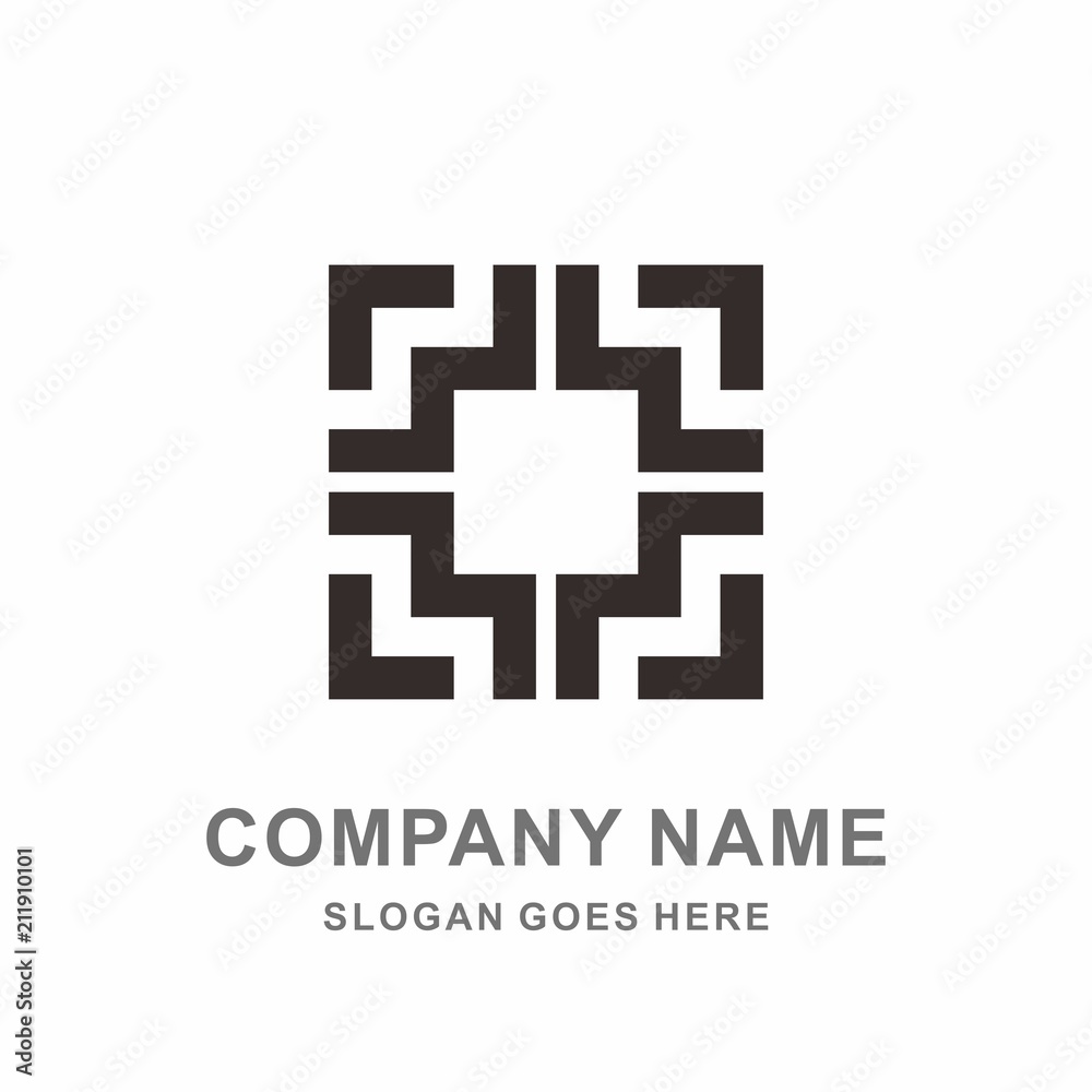Fototapeta premium Geometric Square Cross Pattern Morocco Interior Space Motif Decoration Business Company Stock Vector Logo Design Template