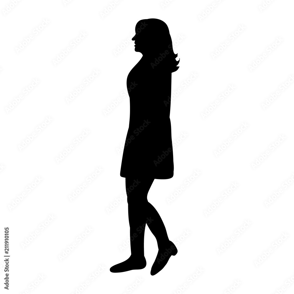 silhouette girl on white background