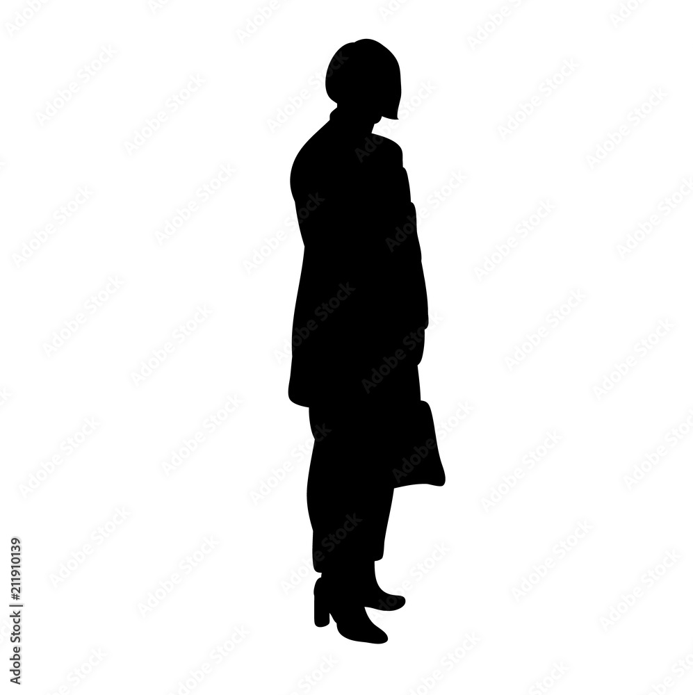silhouette girl on white background, isolated