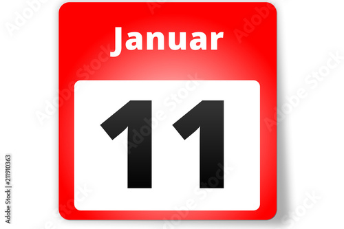 11 Januar Datum Kalender auf weißem Hintergrund