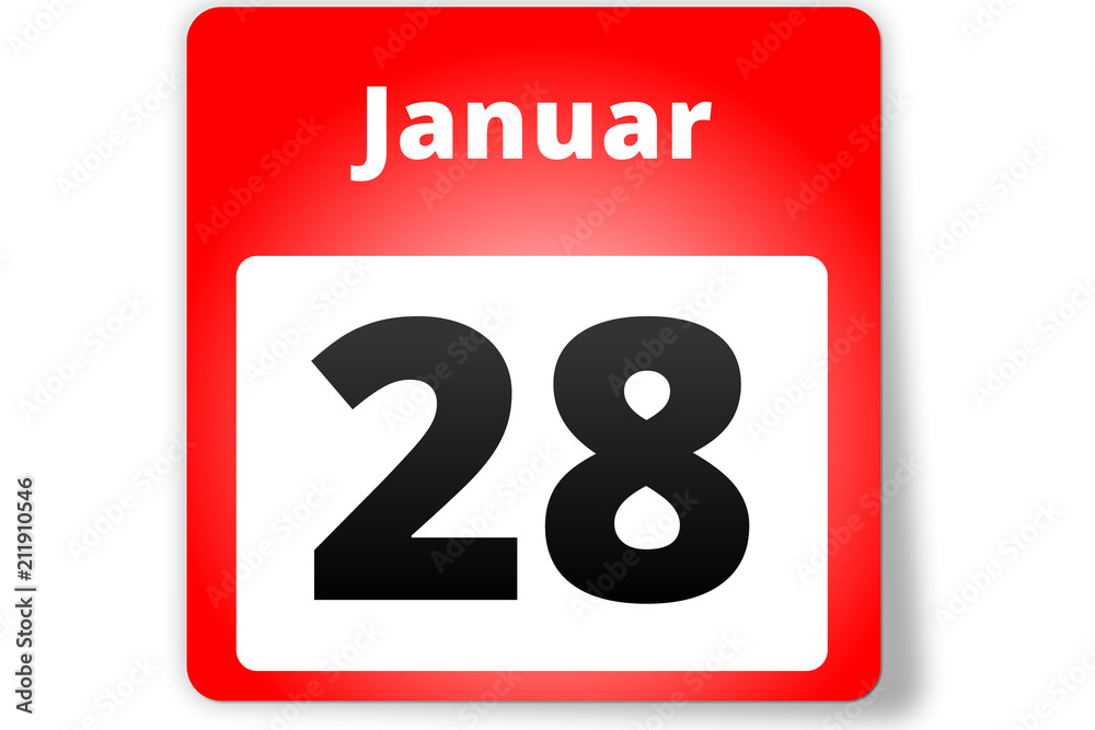 28 Januar Datum Kalender auf weißem Hintergrund 28 Januar Datum Kalender auf weißem Hintergrund