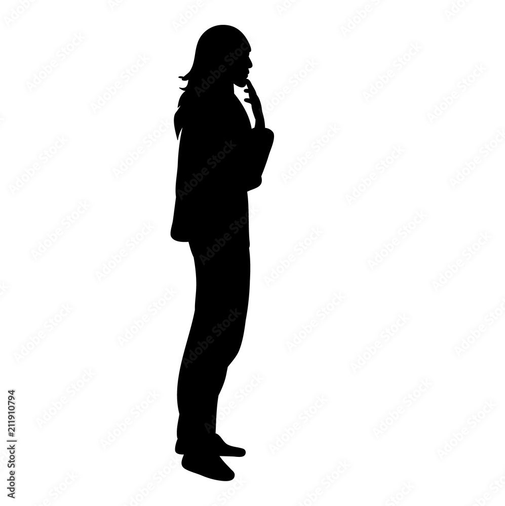 vector, isolated silhouette girl standing vector, isolated silhouette girl standing