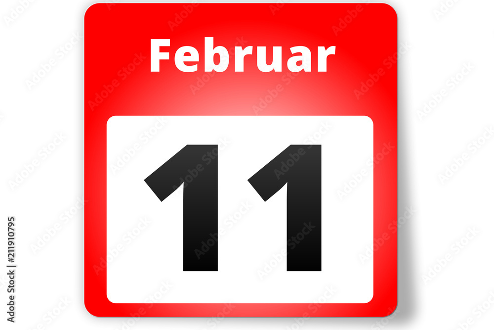 11 Februar Datum Kalender auf weißem Hintergrund 11 Februar Datum Kalender auf weißem Hintergrund