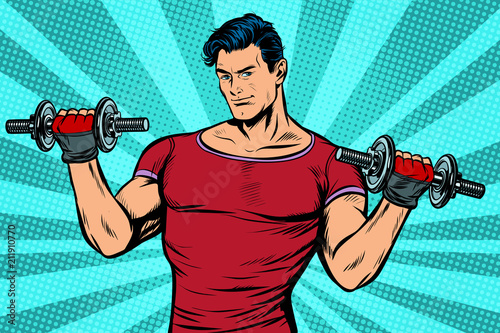 man with dumbbells, healthy lifestyle
