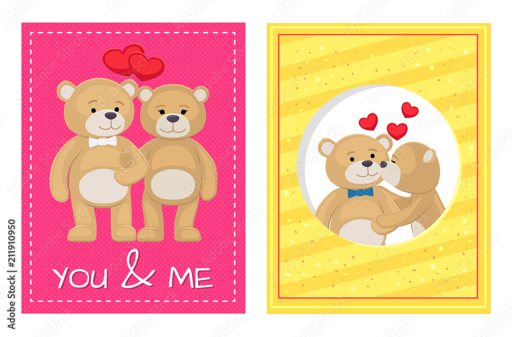 I Love You and Me Teddy Bears Vector