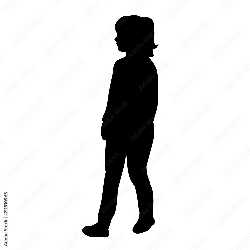 silhouette of a child goes on a white background silhouette of a child goes on a white background