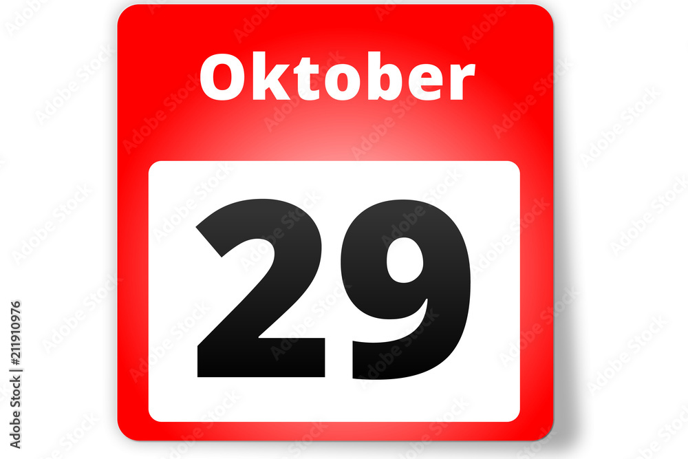 29 Oktober Datum Kalender auf weißem Hintergrund 29 Oktober Datum Kalender auf weißem Hintergrund