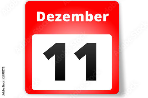 11 Dezember Datum Kalender auf weißem Hintergrund