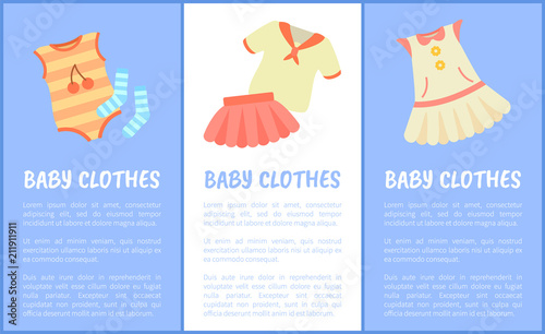 Baby Clothes Set of Posters Vector Illustration