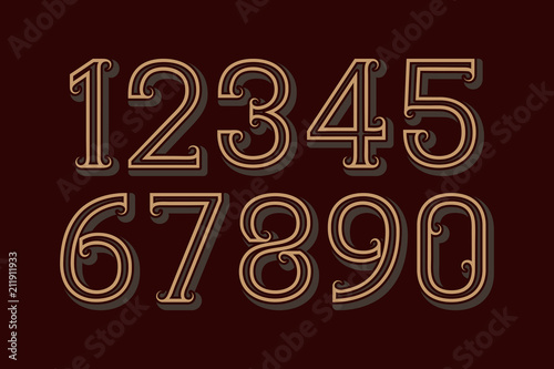 Vector vintage numbers in retro style.