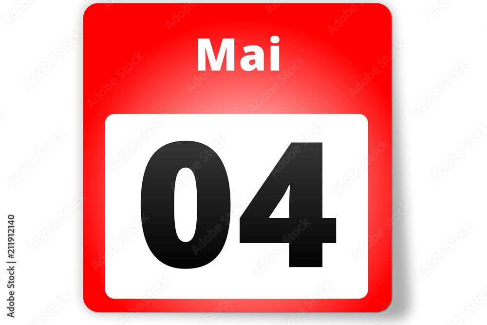 04 Mai Datum Kalender auf weißem Hintergrund 04 Mai Datum Kalender auf weißem Hintergrund