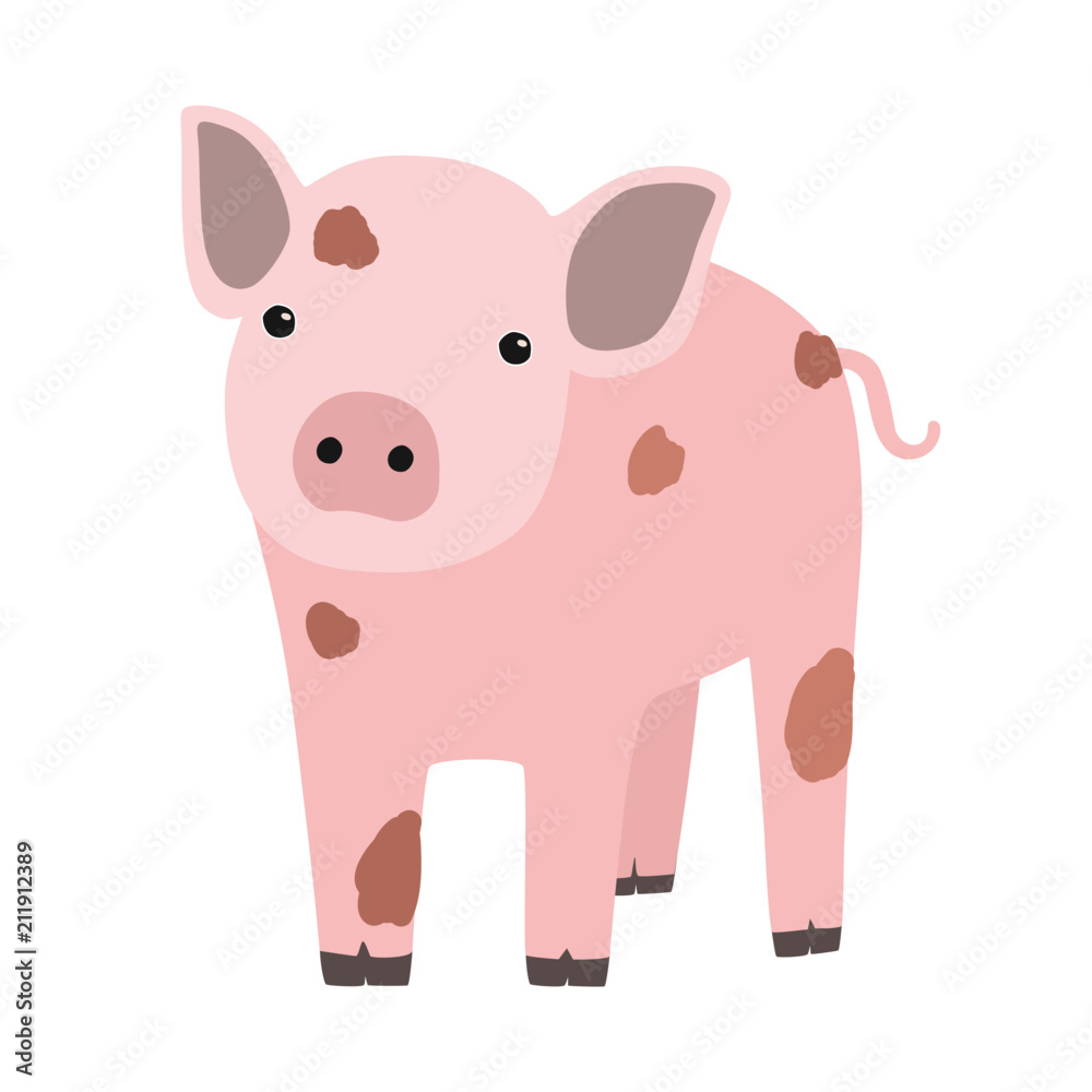 Fototapeta premium Pink pig or piglet isolated on white background