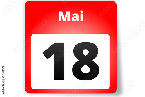 18 Mai Datum Kalender auf weißem Hintergrund