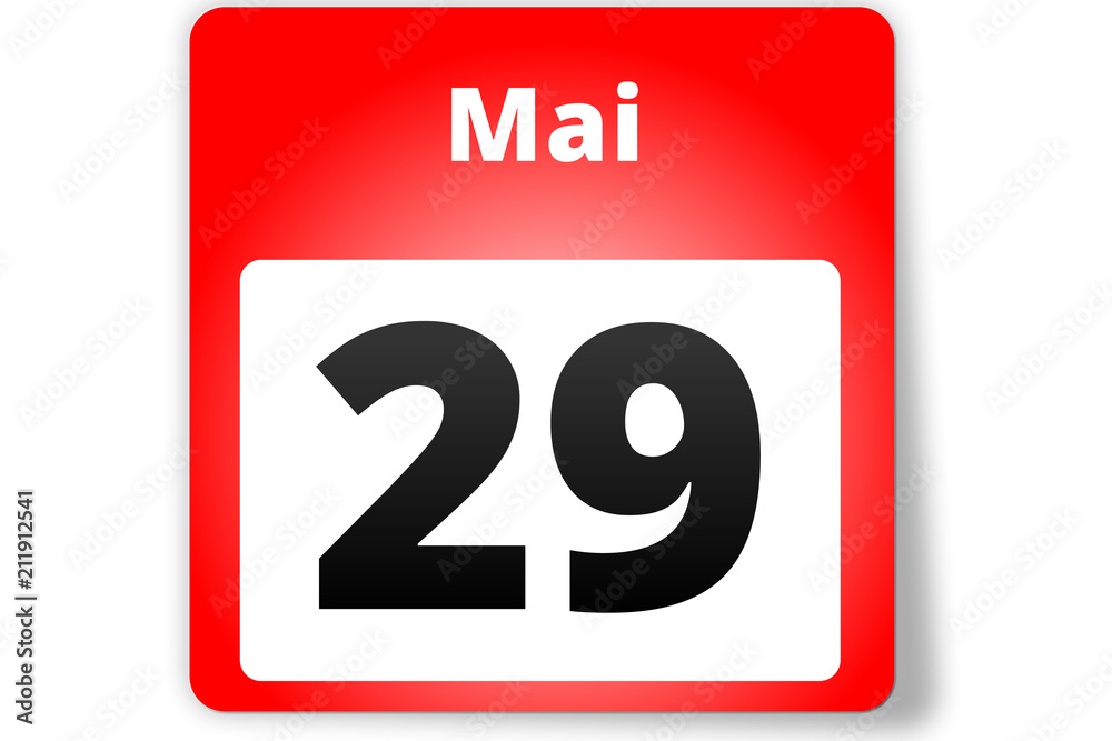 29 Mai Datum Kalender auf weißem Hintergrund 29 Mai Datum Kalender auf weißem Hintergrund