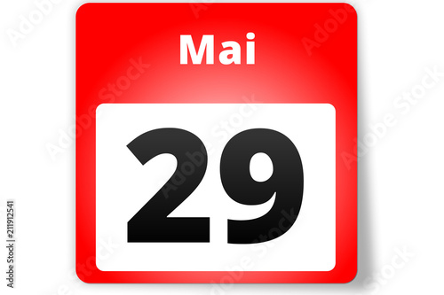 29 Mai Datum Kalender auf weißem Hintergrund