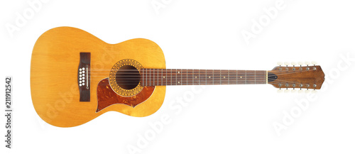 Musical instrument - Front view twelve-string acoustic guitar isolated