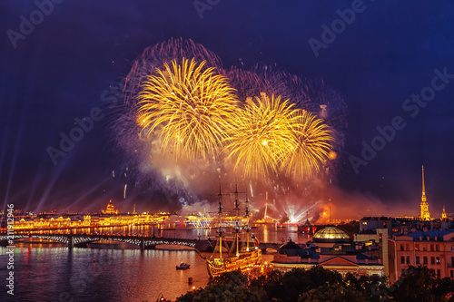 Festive fireworks in St. Petersburg. © lizavetta