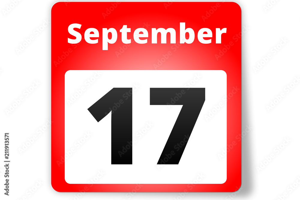 17 September Datum Kalender auf weißem Hintergrund 17 September Datum Kalender auf weißem Hintergrund