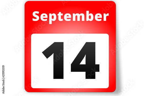 14 September Datum Kalender auf weißem Hintergrund
