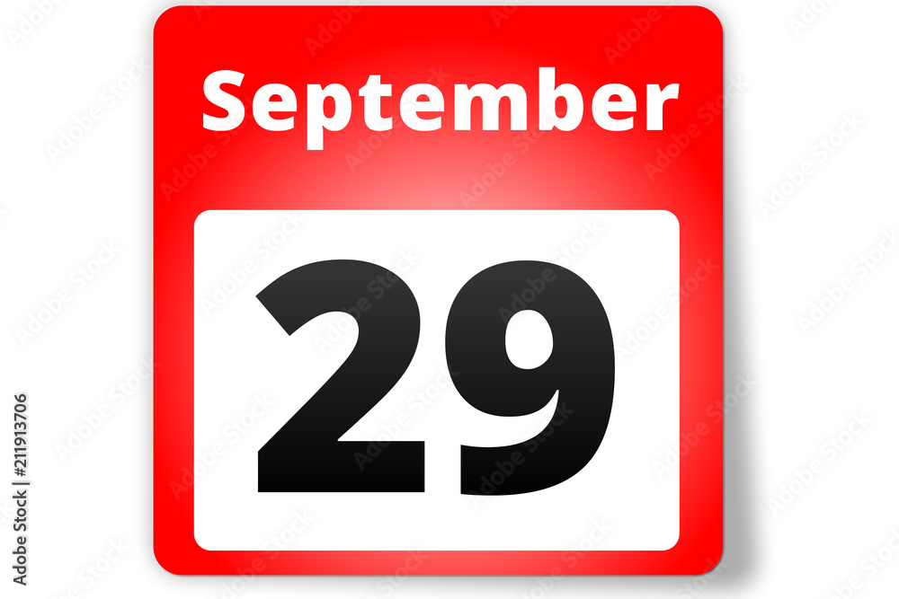 29 September Datum Kalender auf weißem Hintergrund 29 September Datum Kalender auf weißem Hintergrund