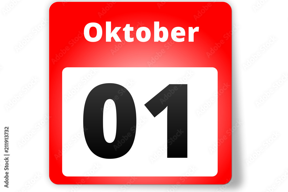 01 Oktober Datum Kalender auf weißem Hintergrund