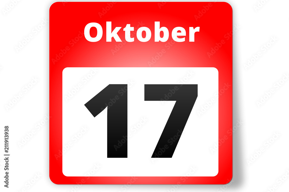 17 Oktober Datum Kalender auf weißem Hintergrund 17 Oktober Datum Kalender auf weißem Hintergrund