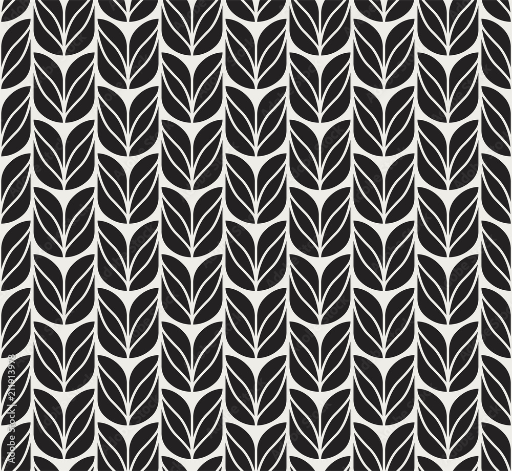 Geometric floral vector seamless pattern. Abstract vector texture. Art Deco Leaves background.