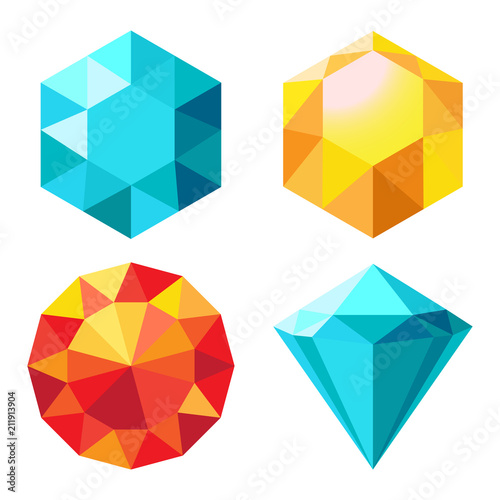 Diamond Orange and Blue Color Vector Illustration