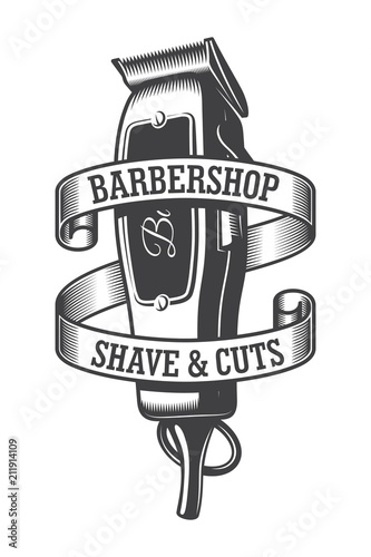 Vintage monochrome hairdresser salon logo