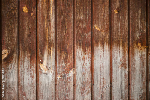 Natural structure of wood surface. Detail fragment of vintage natural wooden texture. Pattern from rural brown wooden wall, fence, floor with copy space. Background of uneven vertical planked wood.