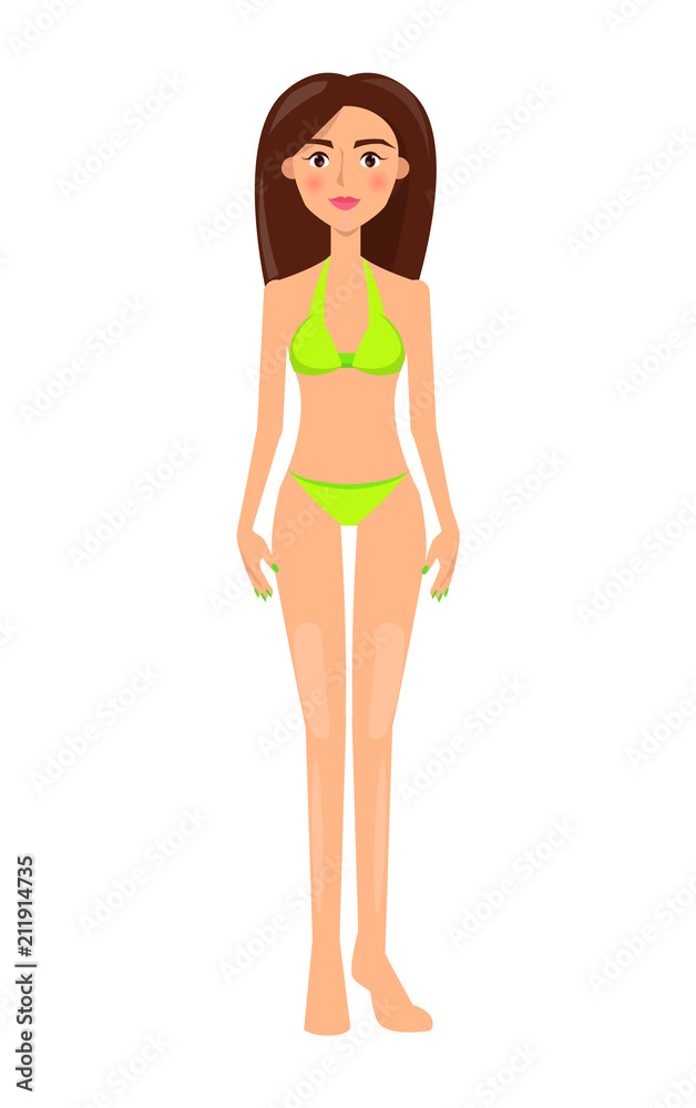 Woman in Bright Swimsuit Vector Panties and Bra Woman in Bright Swimsuit Vector Panties and Bra