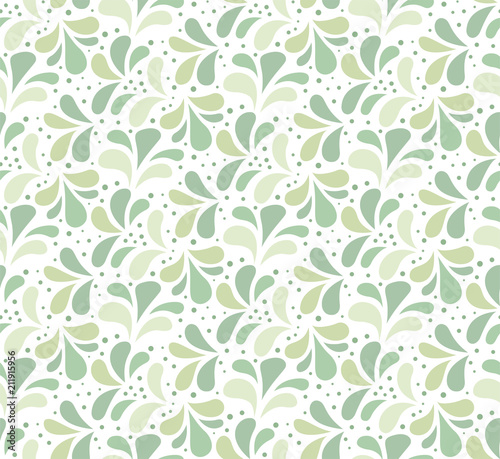 Vector Green Ornamental Seamless Pattern. Geometric Flower Stylish Texture. Abstract Retro Tile Texture.