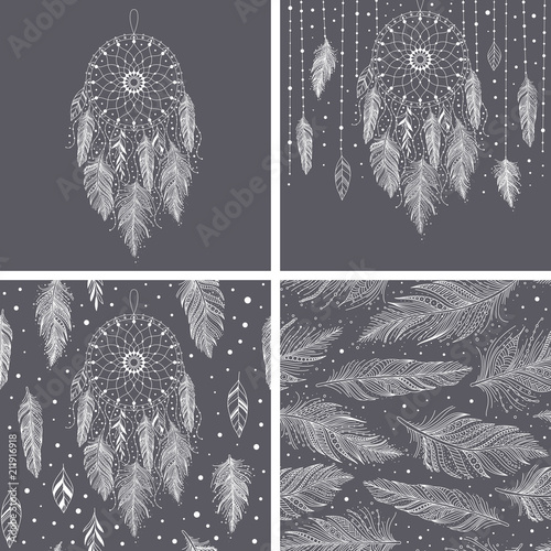 Hand drawn dreamcatchers card