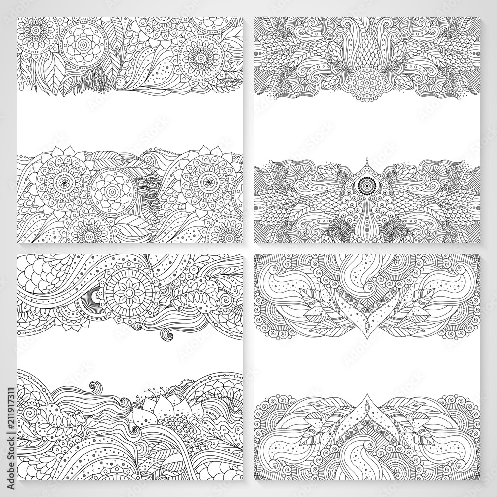 Ethnic floral cards with mandala