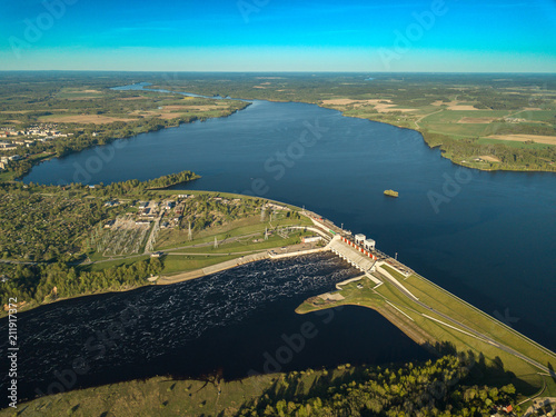 Hydroelectric power station in Latvia. Daugava river, plavinas.  photo