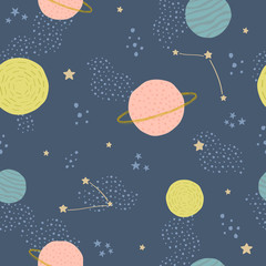 Crédence de cuisine Cosmos patrons Astéroïdes planètes et étoiles enfantines  © Eireen