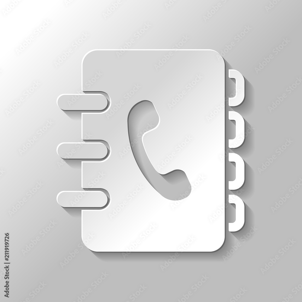 address book with phone sign on cover. simple icon. Paper style address book with phone sign on cover. simple icon. Paper style