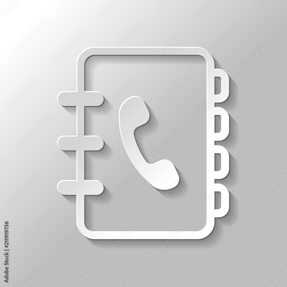 address book with phone sign on cover. simple icon. linear symbo address book with phone sign on cover. simple icon. linear symbo
