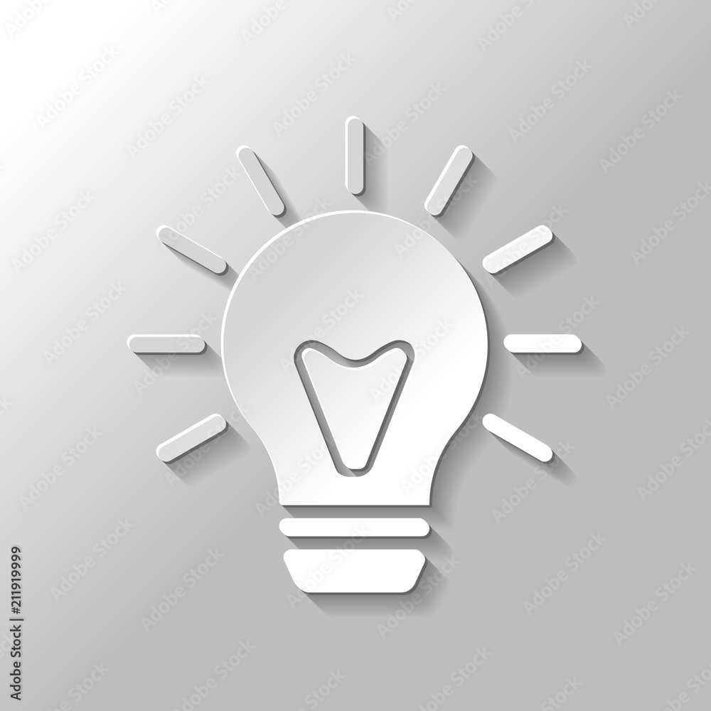 old bulb with light. simple single icon. Paper style with shadow old bulb with light. simple single icon. Paper style with shadow