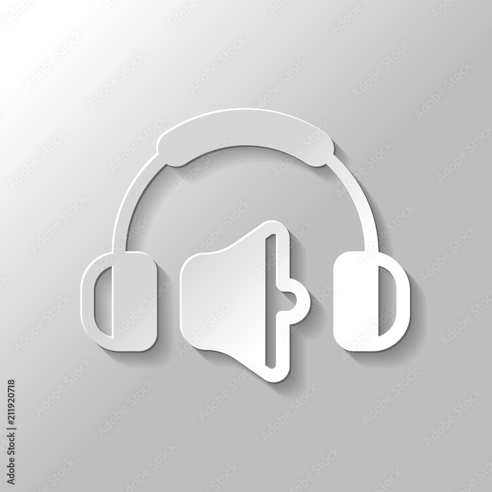 Headphones and volume level. Medium volume level. Simple icon. P Headphones and volume level. Medium volume level. Simple icon. P